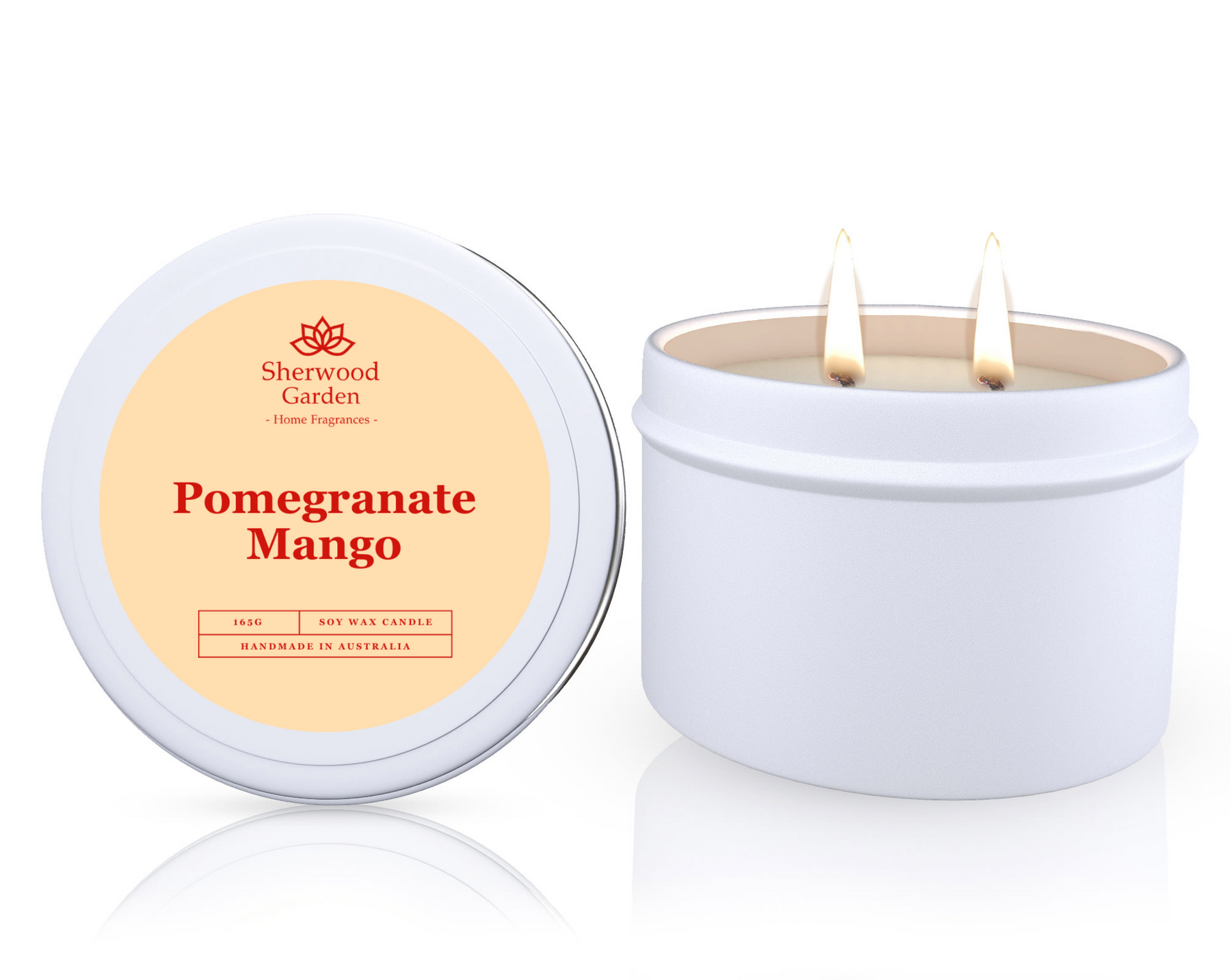 Pomegranate Mango Soy Candle Tin 165g - Fresh Fruity Scent, 25hrs+ Burn Time - SuperSaverAU - view 1
