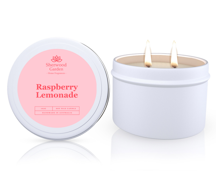 Raspberry Lemonade Soy Candle Tin 165g - Handmade, 25hrs+ Burn Time - SuperSaverAU - view 1