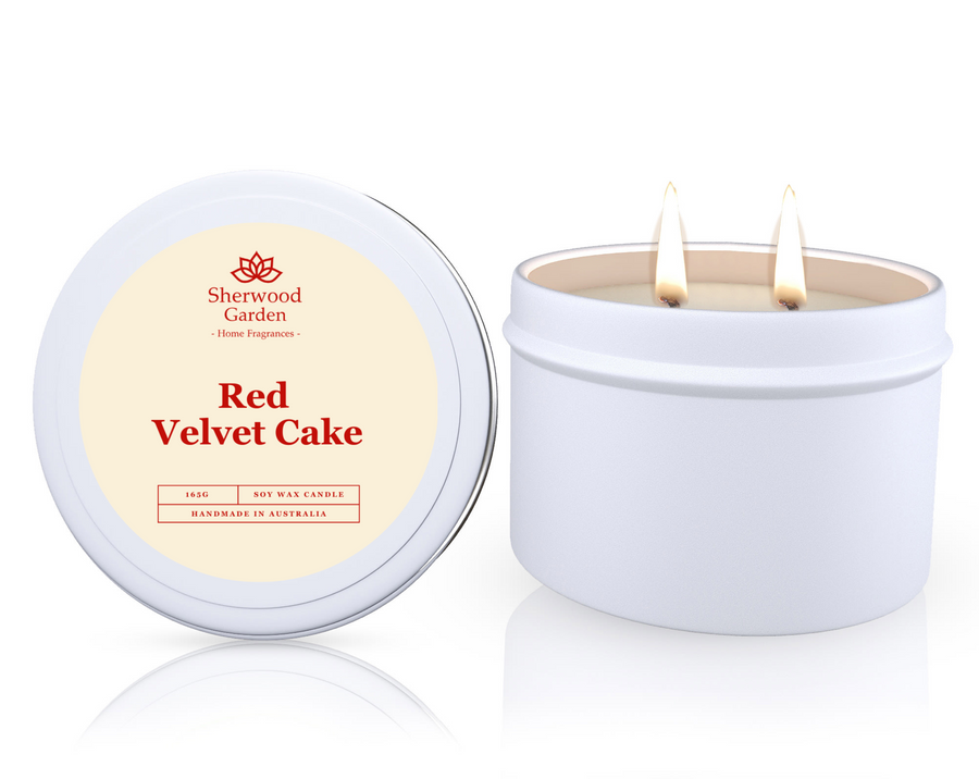 Red Velvet Cake Soy Candle Tin 165g - Handmade, 25hrs+ Burn Time - SuperSaverAU - view 1