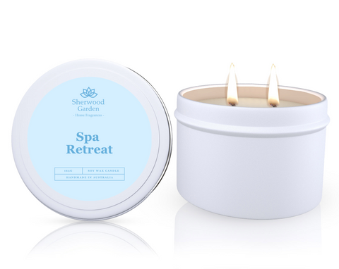 Spa Retreat Soy Candle Tin 165g - Handmade, Natural Soy Wax, 25hrs+ Burn Time - SuperSaverAU - view 1