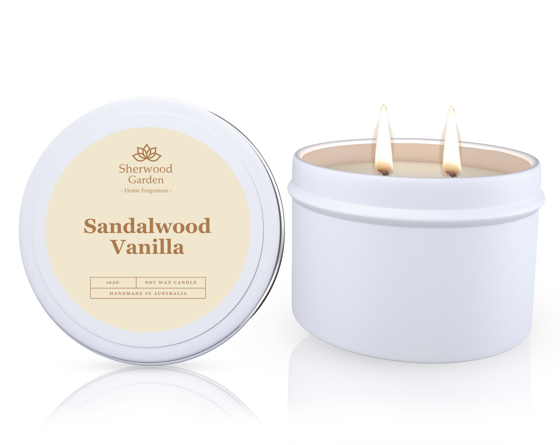 Sandalwood Vanilla Soy Candle Tin 165g - Handmade, 25hrs+ Burn Time - SuperSaverAU - view 1