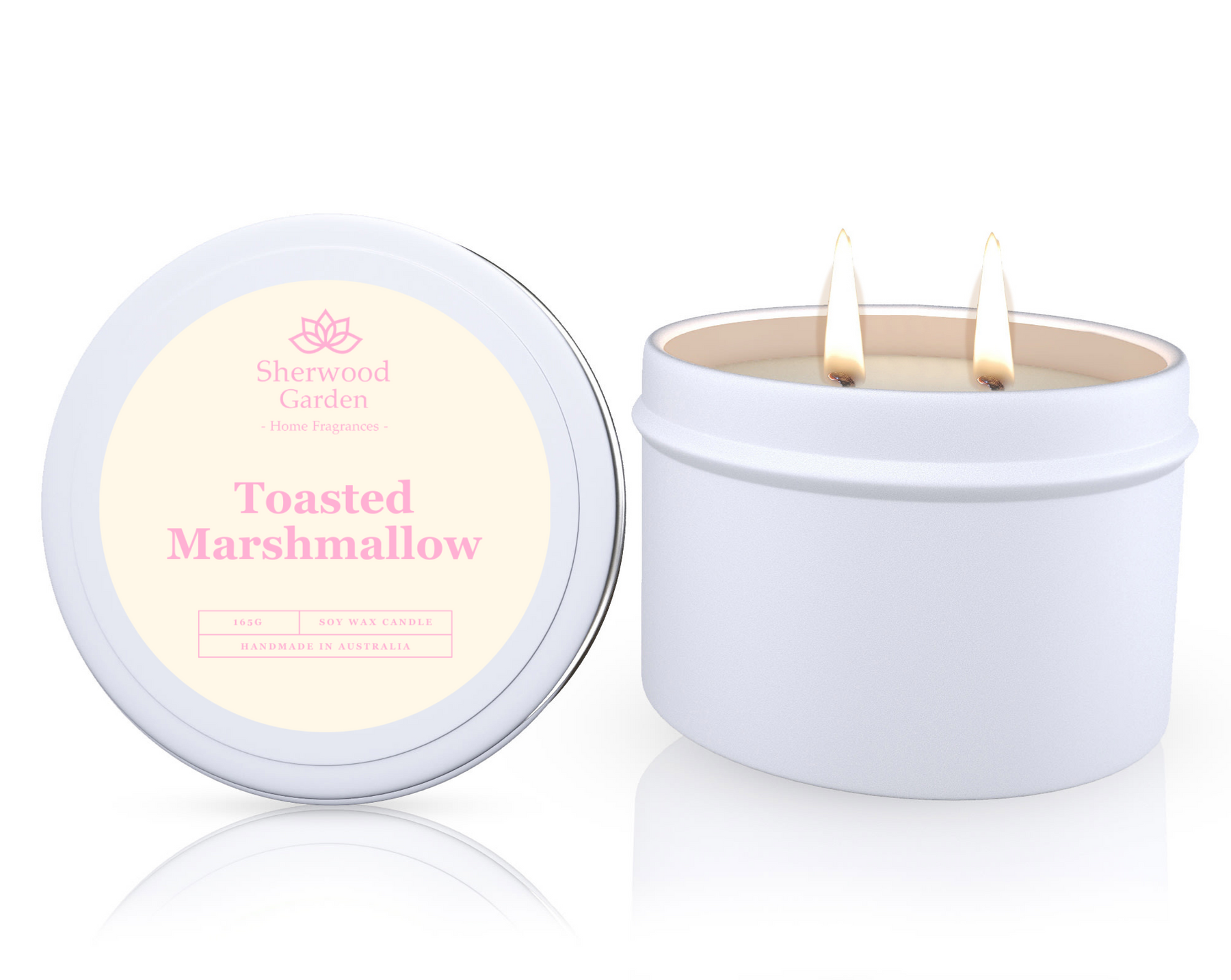 Toasted Marshmallow Soy Candle Tin 165g - Coconut, Lemon, Rose, 25hrs+ Burn Time - SuperSaverAU - view 1