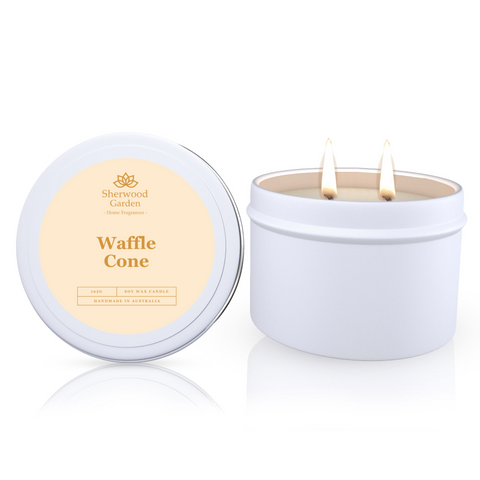 Waffle Cone Soy Candle Tin 165g - Handmade, 25hrs+ Burn Time, Natural Wax - SuperSaverAU - view 1