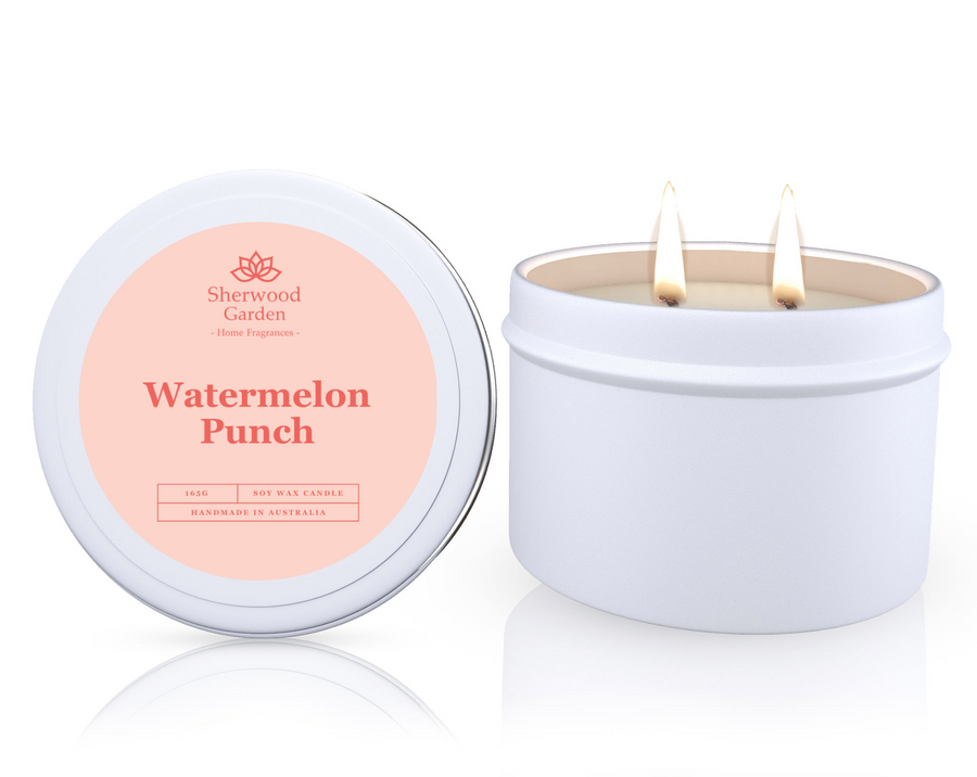 Watermelon Punch Soy Candle Tin 165g - Handmade, Natural Soy Wax, 25hrs+ Burn Time - SuperSaverAU - view 1