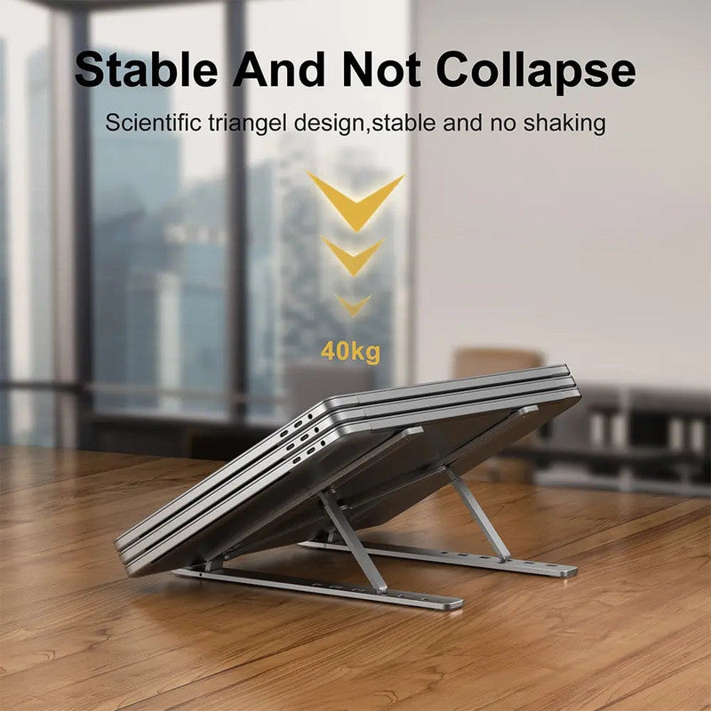 NNEOBA Portable Aluminum Laptop Stand - Adjustable Height, Lightweight, Silver - SuperSaverAU - view 6