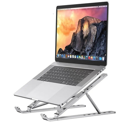 NNEOBA Portable Aluminum Laptop Stand - Adjustable Height, Lightweight, Silver