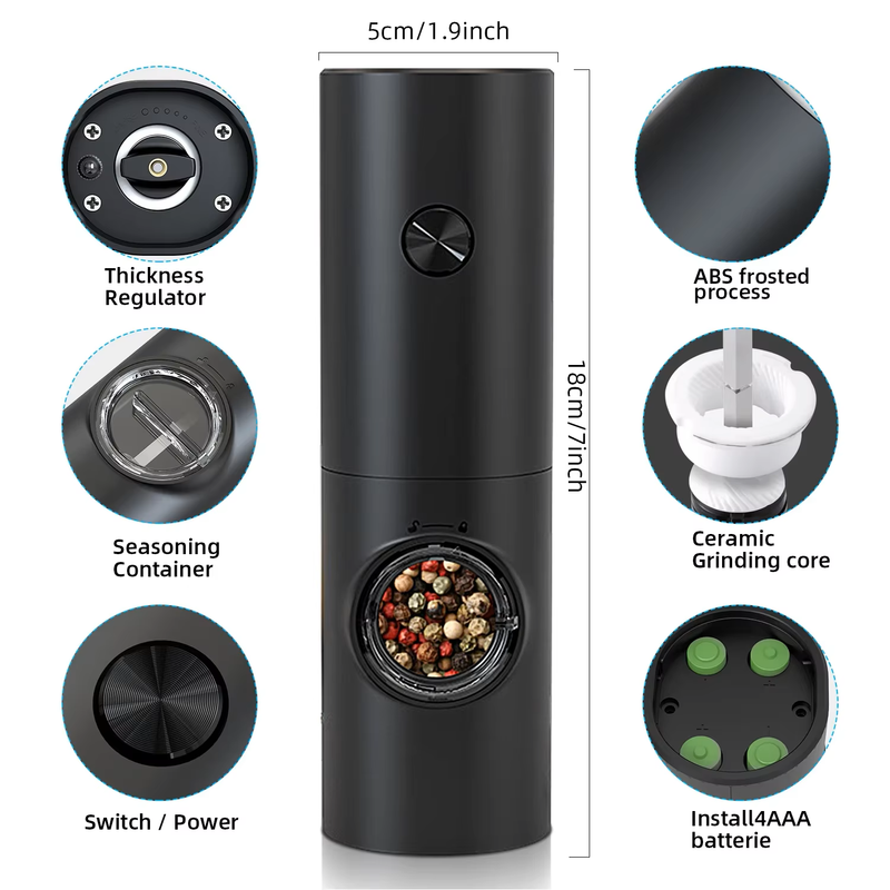 NNEOBA Electric Automatic Grinder with LED Light, Adjustable Coarseness, 180 x 55 mm - SuperSaverAU - view 1
