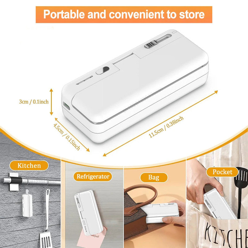 NNEOBA Mini Plastic Bag Sealer - Rechargeable, Airtight Food Sealer, Compact - SuperSaverAU - view 2