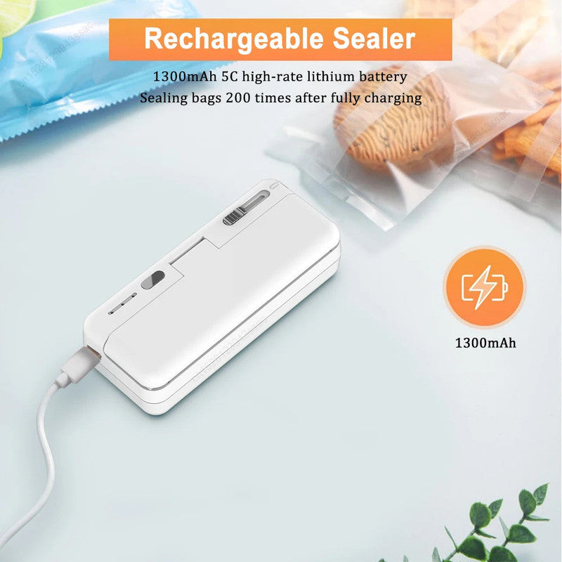 NNEOBA Mini Plastic Bag Sealer - Rechargeable, Airtight Food Sealer, Compact - SuperSaverAU - view 4