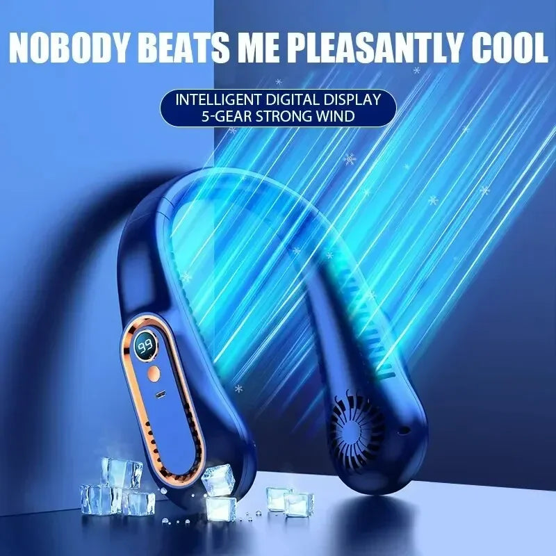 NNEOBA Neck Bladeless Fan Mini Portable - 2000 mAh, 5 Speeds, USB Charging, Hands-Free - SuperSaverAU - view 3
