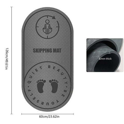 Premium Grey Anti-Noise Jump Rope Mat with Non-Slip TPE - 126 x 60cm