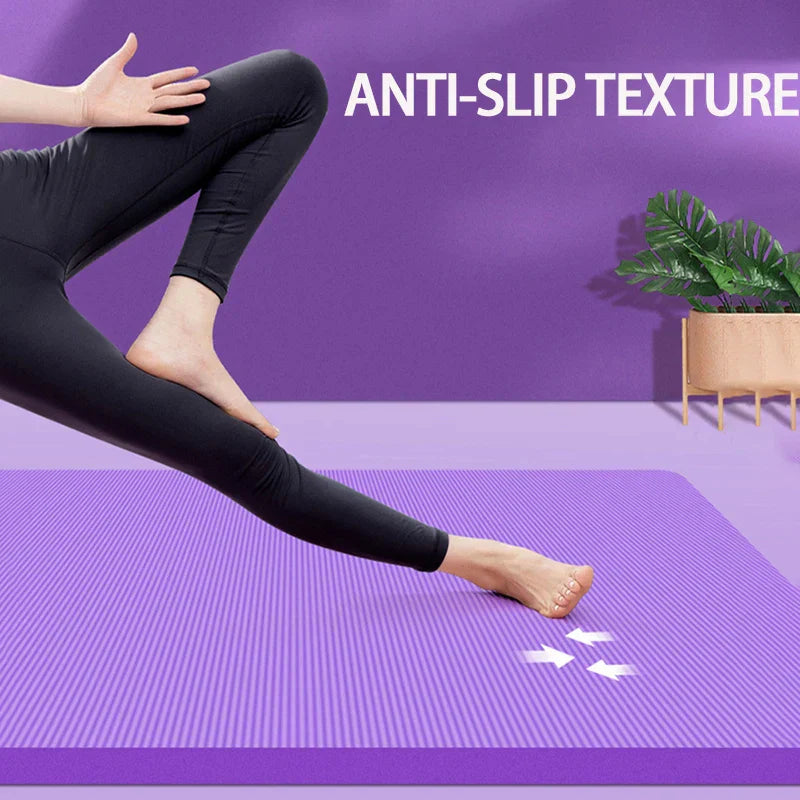 Premium Purple 15mm Anti-Slip Yoga Mat with Carry Bag - 185 x 60cm