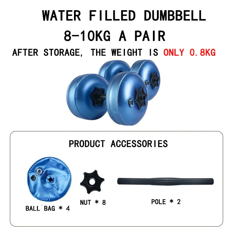 NNEOBA Blue Adjustable Water-Filled Dumbbell Set - 8-10kg