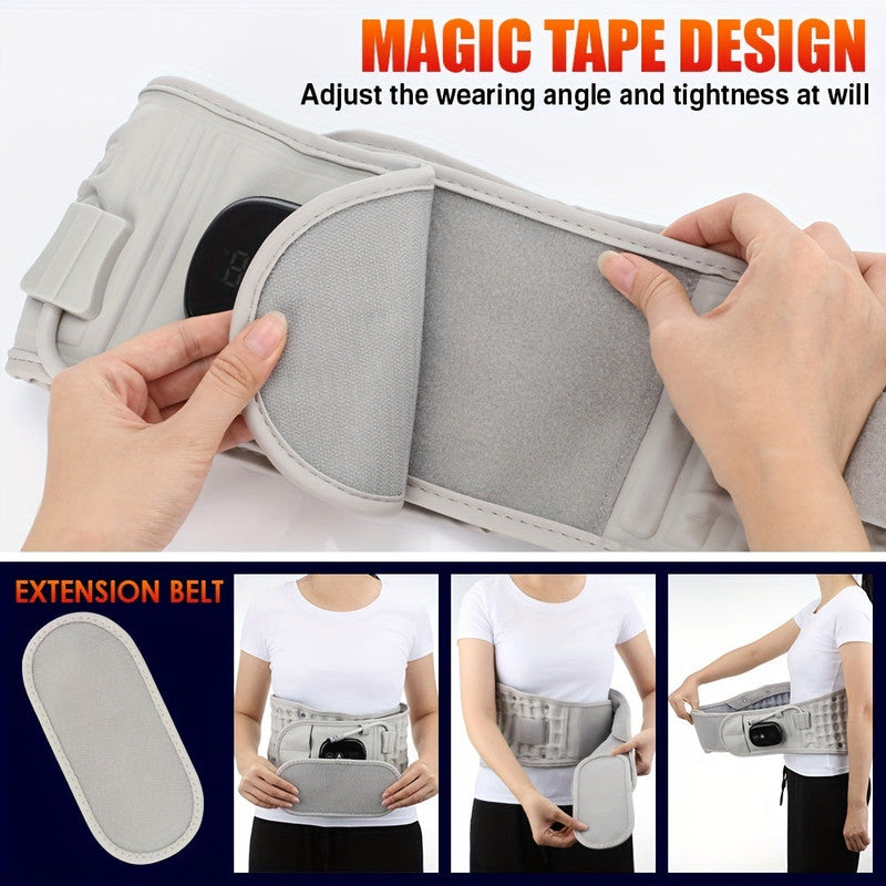 Decompression Lumbar Support Back Belt with Heat Vibration and Inflatable Traction