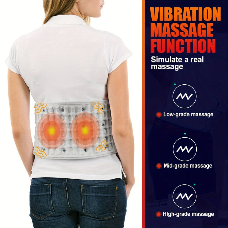 Decompression Lumbar Support Back Belt with Heat Vibration and Inflatable Traction