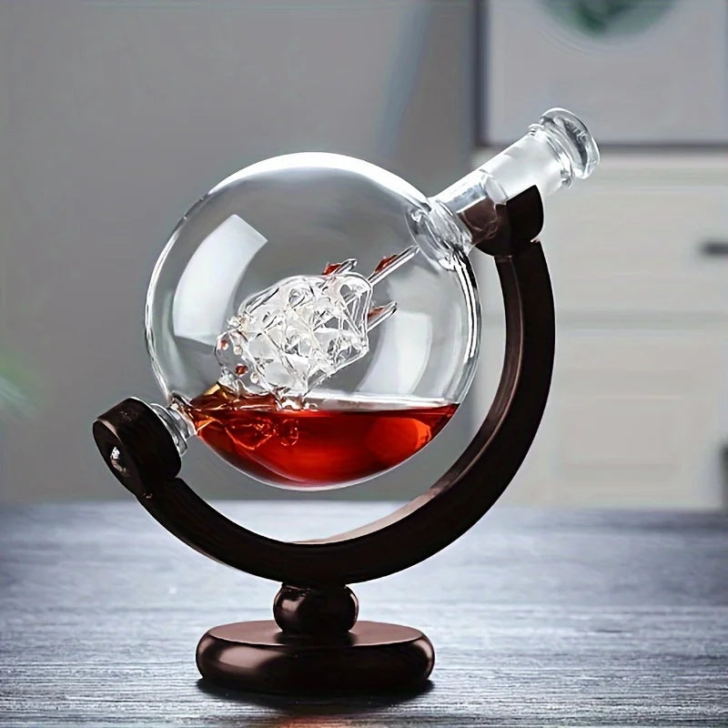 Premium Globe Whiskey Decanter Set – Lead-Free Glass Carafe