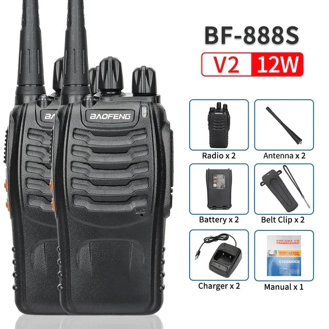 Premium BF-888S V2 Long Range UHF Walkie Talkies 2 Pack