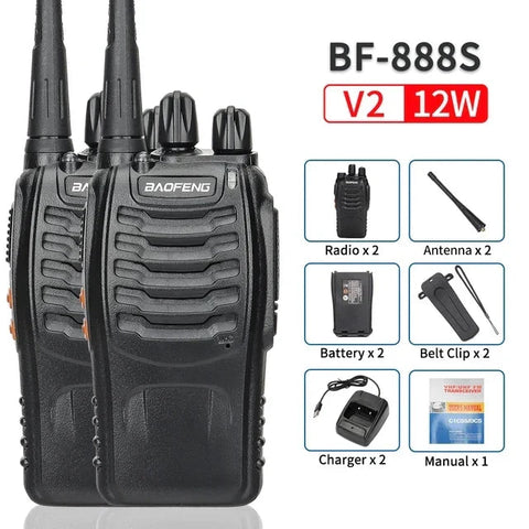 Premium BF-888S V2 Long Range UHF Walkie Talkies 2 Pack