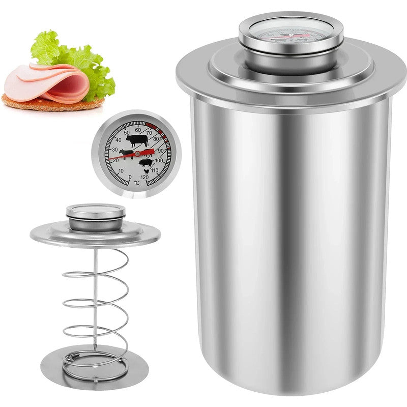 Premium Stainless Steel Ham Maker Meat Press Mould with Thermometer 1.2kg
