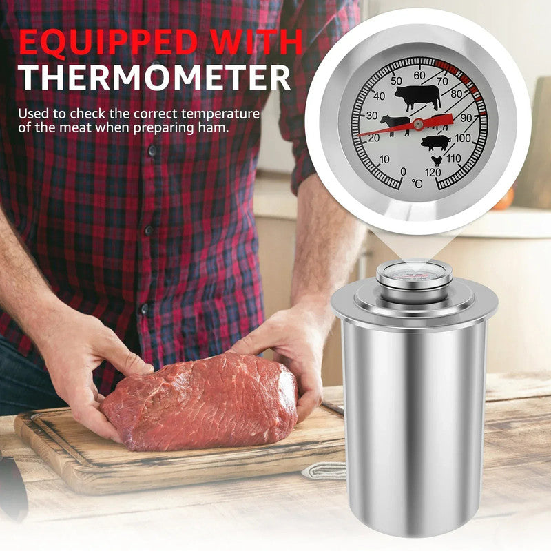 Premium Stainless Steel Ham Maker Meat Press Mould with Thermometer 1.2kg