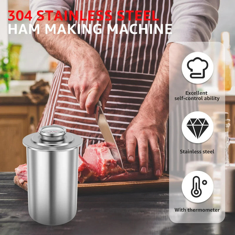 Premium Stainless Steel Ham Maker Meat Press Mould with Thermometer 1.2kg