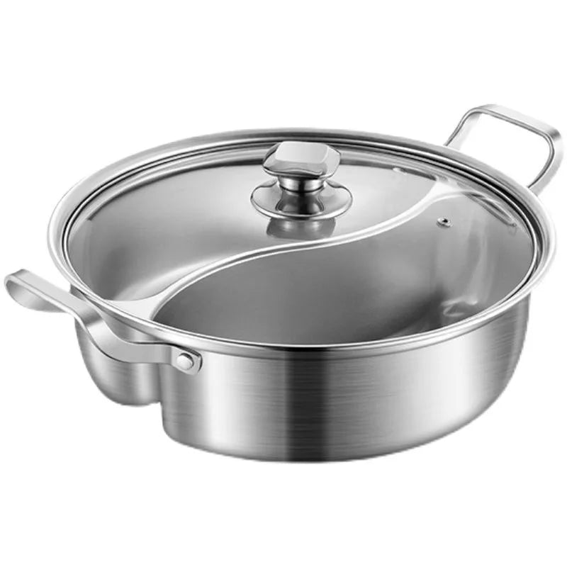 Premium Twin Divided Hot Pot – Silver 316 Stainless Steel 32cm