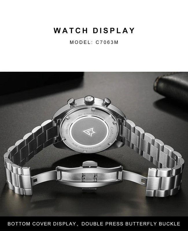 Premium Men's White Quartz Chronograph Business Watch 5Bar