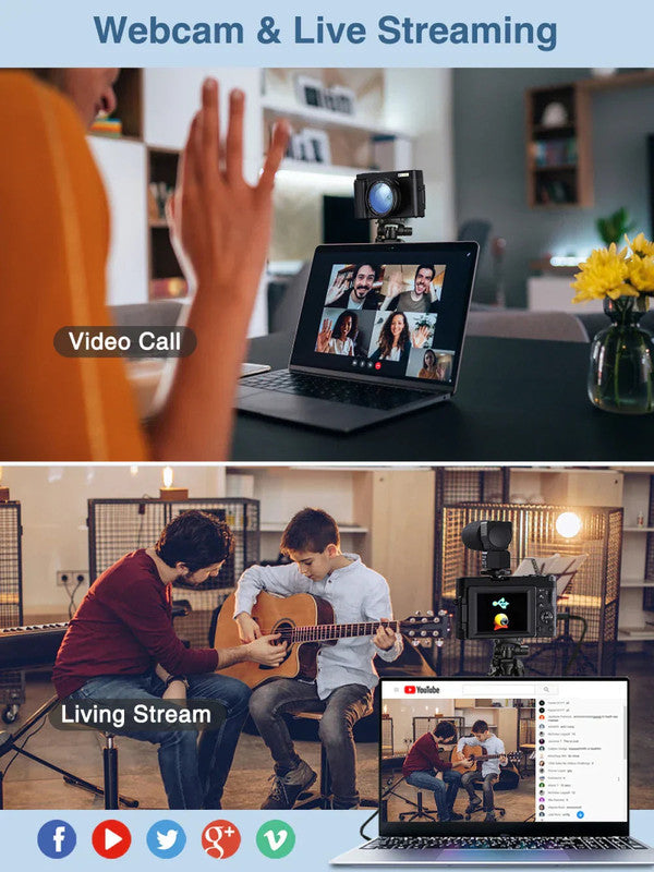Premium Black 4K Digital Camera with Autofocus Anti Shake and Flip Screen