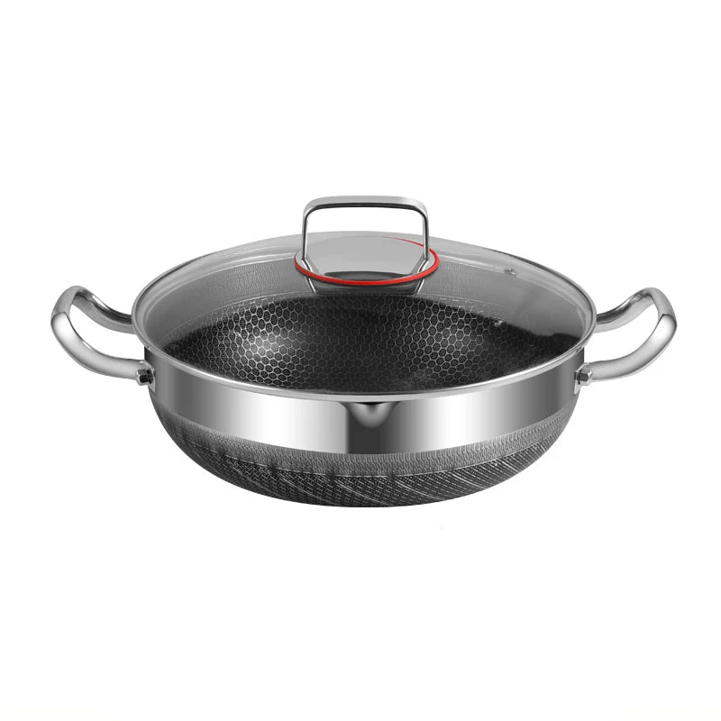 Premium 30cm Stainless Steel Non-Stick Frying Pan – Silver with Glass Lid