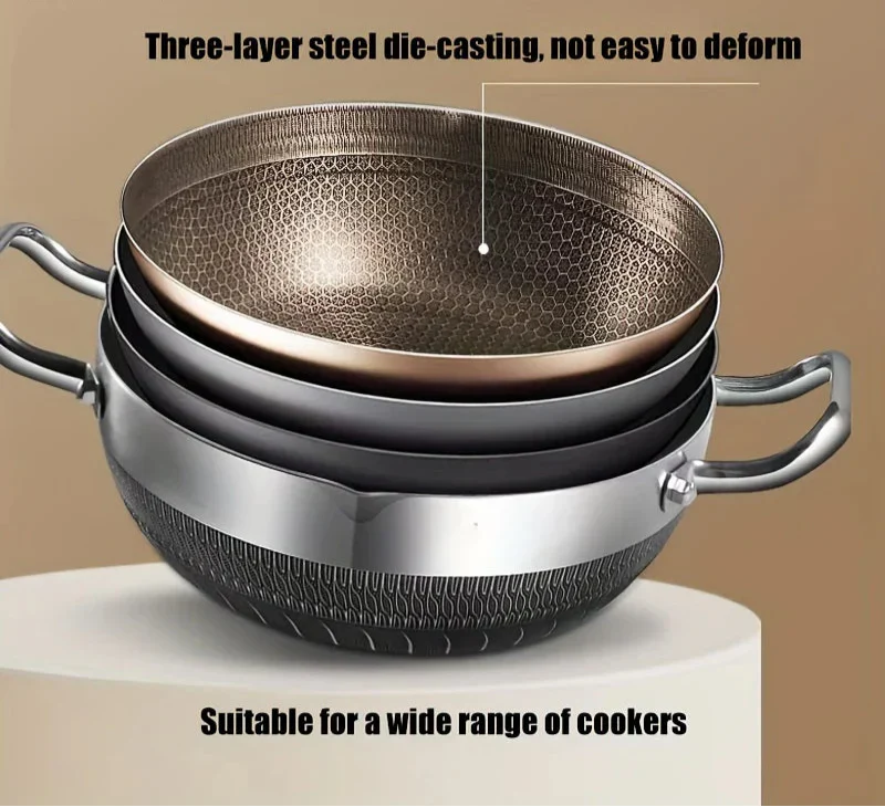 Premium 30cm Stainless Steel Non-Stick Frying Pan – Silver with Glass Lid