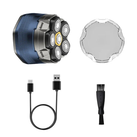 Blue 6D Rechargeable Electric Head and Face Shaver with LED Display Type-C Charging