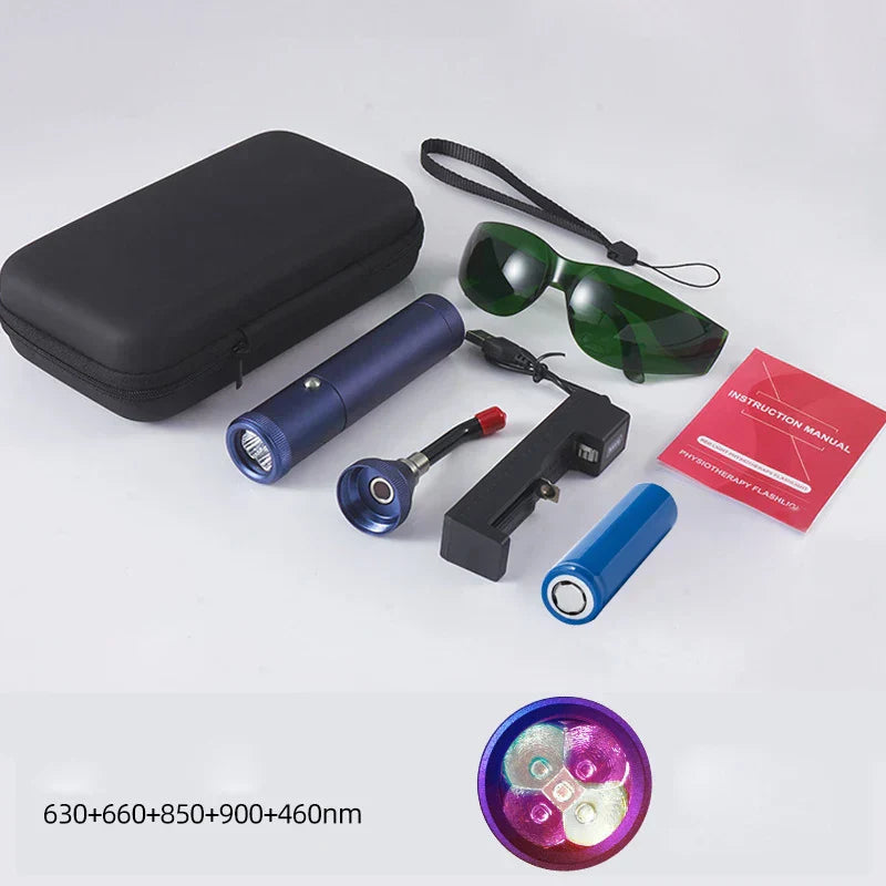 Blue 3-in-1 Red Light Therapy Wand with Infrared Blue Light and Auto Timer