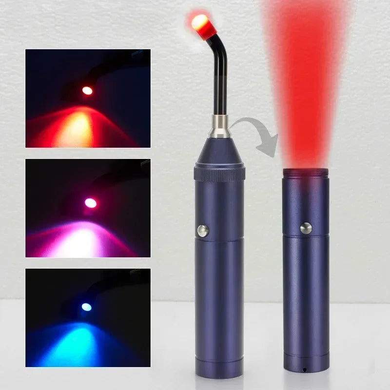 Blue 3-in-1 Red Light Therapy Wand with Infrared Blue Light and Auto Timer
