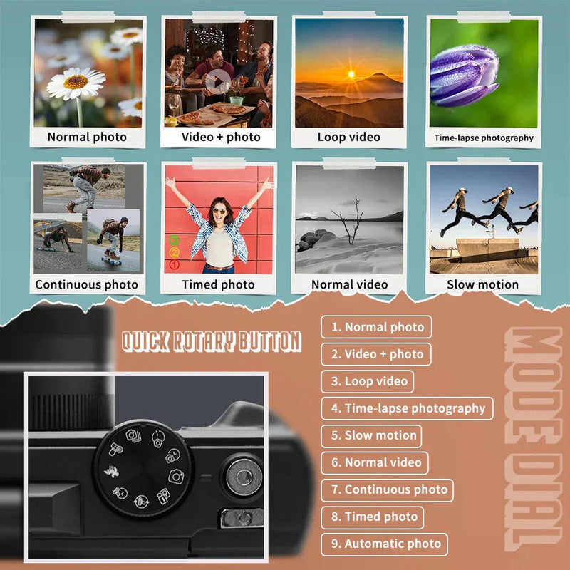 Premium Black 4K 64MP Vlogging Digital Camera with 64GB Card