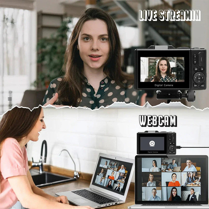 Premium Black 4K 64MP Vlogging Digital Camera with 64GB Card