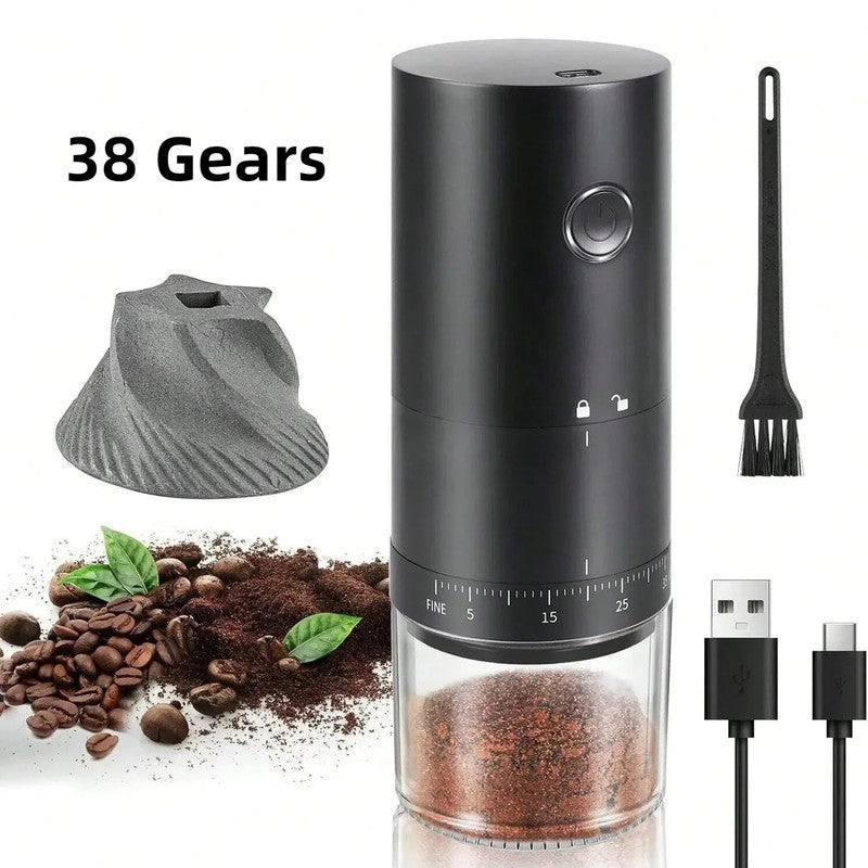 Premium Portable Electric Coffee Grinder with 38 Grind Settings USB-C Rechargeable