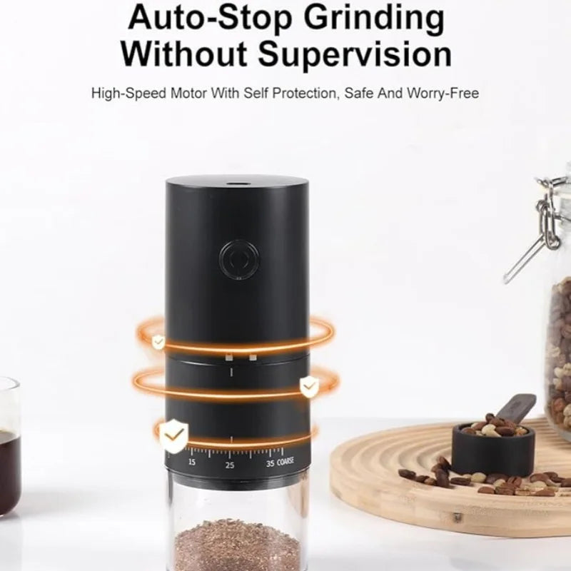 Premium Portable Electric Coffee Grinder with 38 Grind Settings USB-C Rechargeable