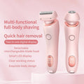 Pink 2 in 1 Waterproof Electric Shaver USB Rechargeable Hair Removal Groomer