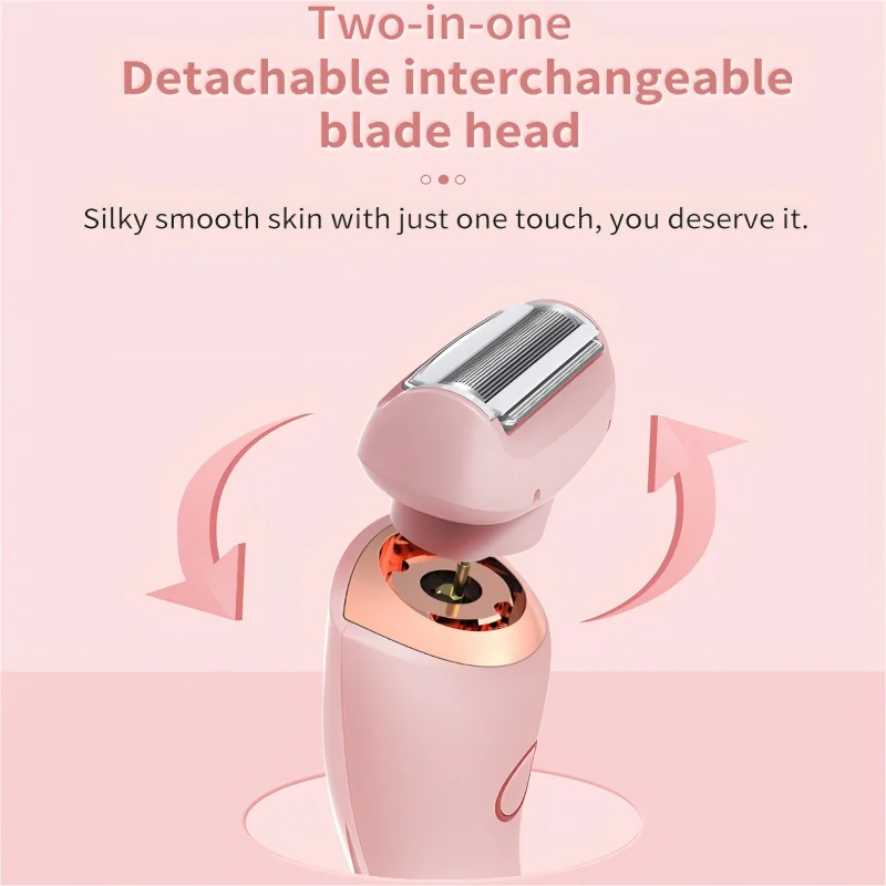 Pink 2 in 1 Waterproof Electric Shaver USB Rechargeable Hair Removal Groomer