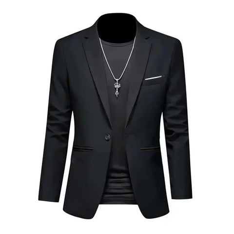 Premium Men's Black Slim Fit Single Button Casual Suit Jacket XL