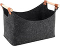 Foldable Felt Firewood Storage Basket 50L with Wooden Handles
