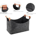 Foldable Felt Firewood Storage Basket 50L with Wooden Handles