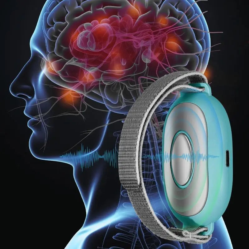 Blue EMS Microcurrent Sleep Aid Palm Pulse Massager for Relaxation and Stress Relief