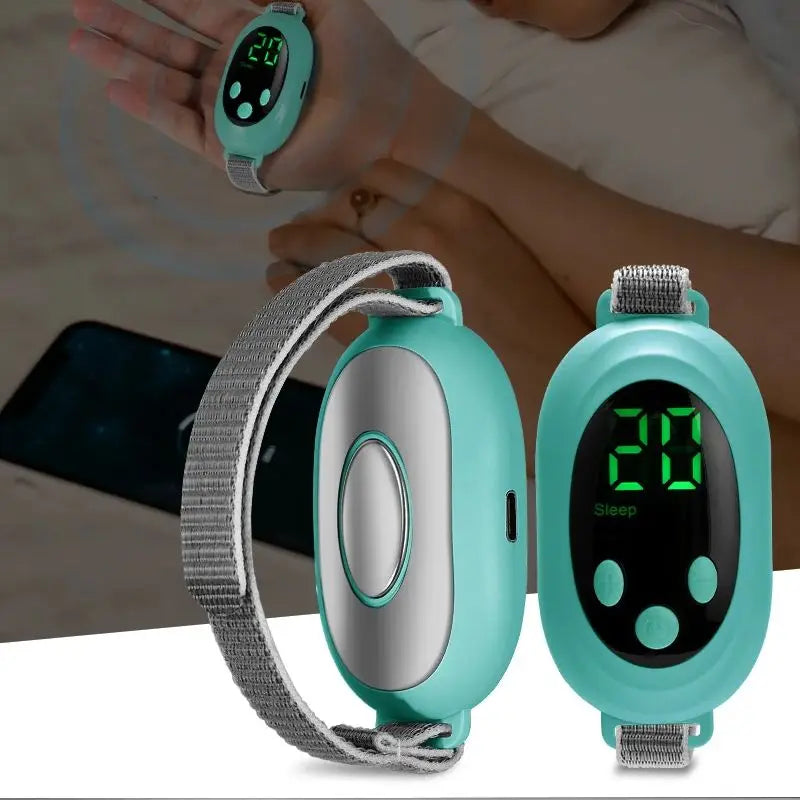 Blue EMS Microcurrent Sleep Aid Palm Pulse Massager for Relaxation and Stress Relief