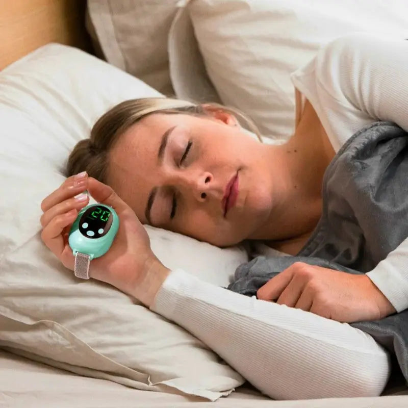 Blue EMS Microcurrent Sleep Aid Palm Pulse Massager for Relaxation and Stress Relief