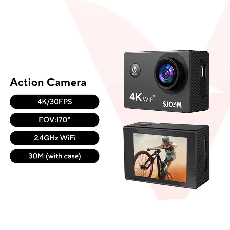 Premium Black 4K Action Camera 30M Waterproof Sports Cam with WiFi