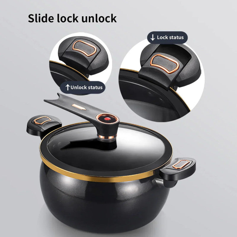 Premium Micro-Pressure Non-Stick Stew Pot – Black 7L, 26cm