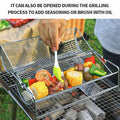Premium 12 Inch Stainless Steel Rolling BBQ Grill Mesh Rotisserie Basket