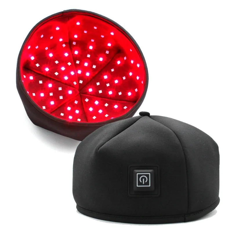 Black LED Hair Growth Cap Treatment Helmet with Red and Near Infrared Light
