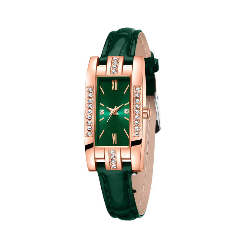 Premium Women's Green Quartz Watch and Jewellery Gift Set 9 Piece